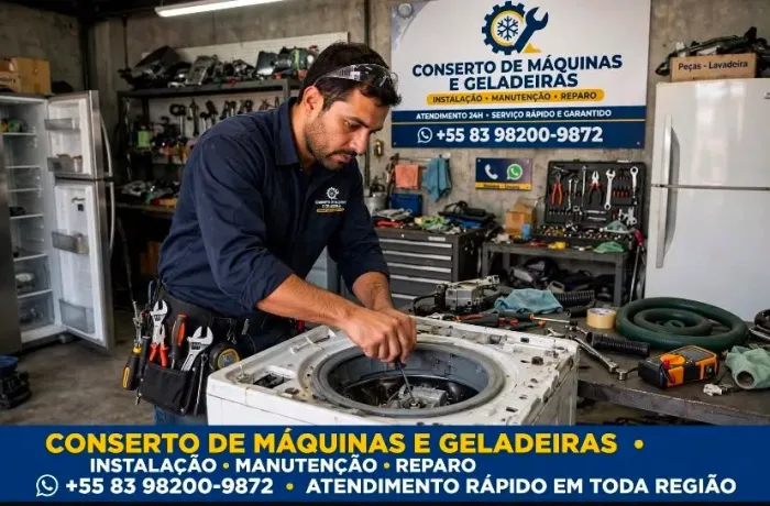 Conserto em máquinas de lavar e geladeiras