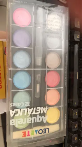 Aquarela 12 Cores Metálicas Estojo Leoarte