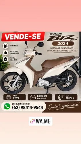 Honda biz 2024 na cor pérola 
