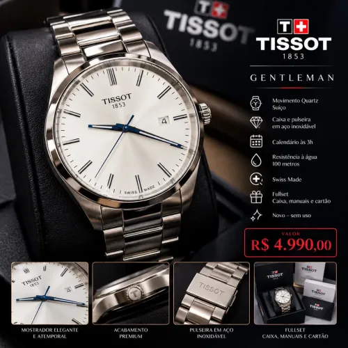 Tissot Gentleman Swiss Made NOVO Full Set - R$ 4.990
