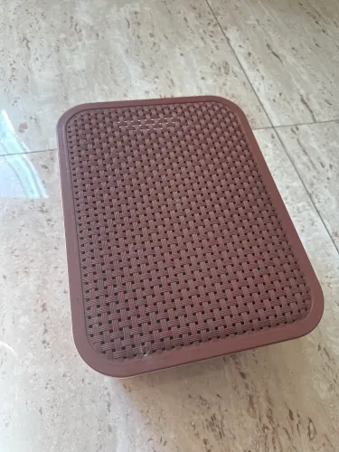 Caixa Organizadora Rattan 15L Marrom Café Tampa Trava ARQPLAST  Plástico 15 Litros