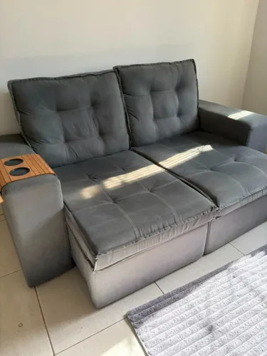 Sofá Retrátil e Reclinável 2 Lugares Cinza - Excelente Estado