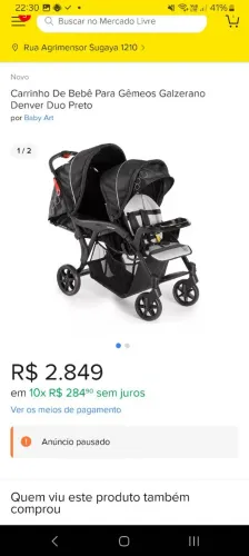 Carrinho de bebê para gêmeos Galzerano