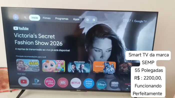 Smart TV da marca SEMP 54 Polegadas , funcionando perfeitamente.