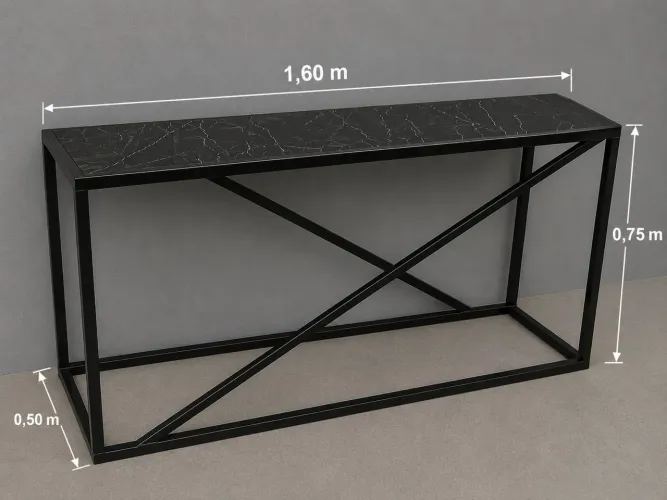 mesa de aço com tampo de mármore 