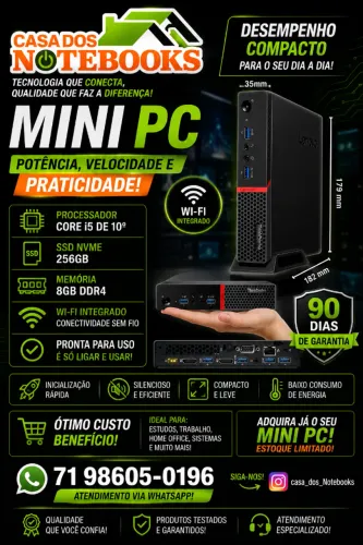MINI PC LENOVO CORE I5 10º GERAÇÃO SSD NVME + 8GB DDR4