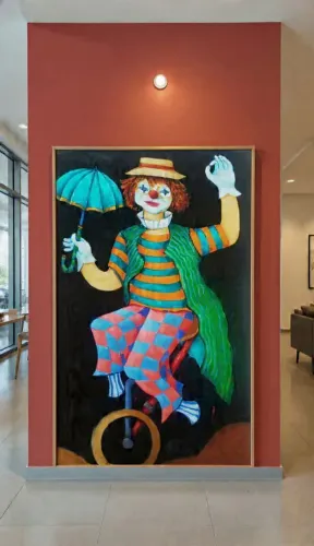 Obra Palhaço equilibrista* pintura á óleo sobre tela 