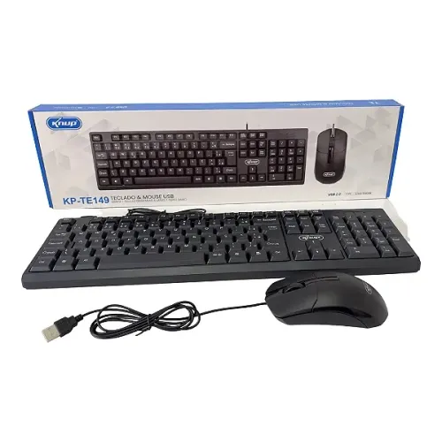 Kit Teclado e Mouse com Fio USB, ABNT2, Preto - Knup