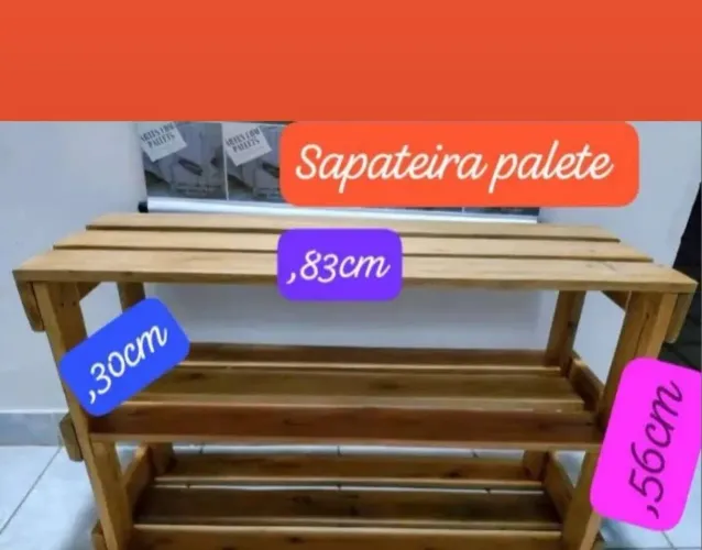 Sapateira de pallets rústico envernizada reforçada