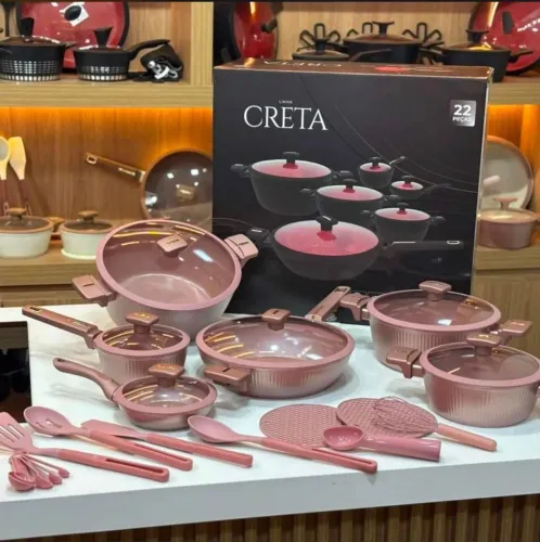 Kit de cozinha cor de rosa creta