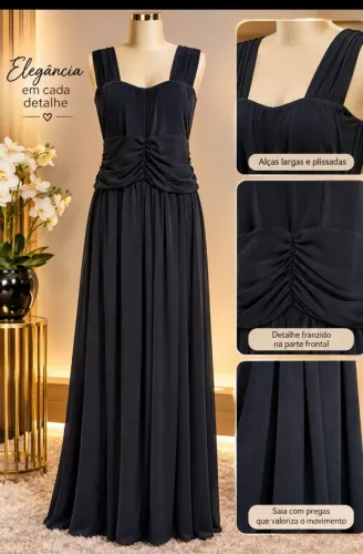 Vestido longo na cor preta tamanho M em malha