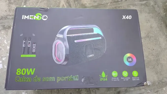 Caixa de Som Imenso X40 com microfones para karaokê