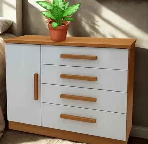 Cômoda 4Gavetas 1Porta 100%MDF 1.18M. Produto Novo Direto de Fábrica P/Suas Casa.