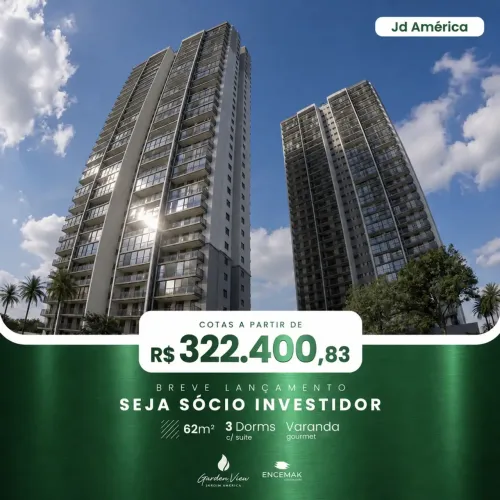 Cotas unicas de Apartamento! Garden View - 62m² com 2 ou 3 dormitorios e varanda gourmert