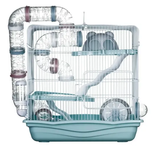 Gaiola Safari Gigante Hamster Comedouro Bebedouro 3 Andares Cor Azul