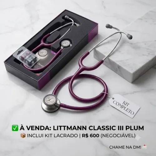 Estetoscópio 3M Littmann Classic III Roxo - Na Caixa (Pouco Usado)