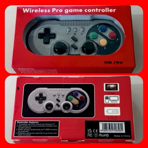 Nintendo Switch 1 e 2 - Controle Modelo Super Nintendo Wireless Pro Game 8bitdo Bluetooth