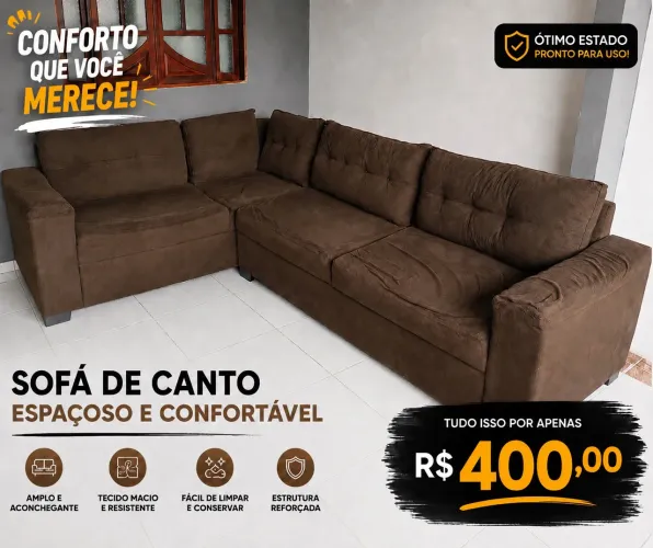 Sofá de canto 5 lugares em ótimo estado - R$400,00