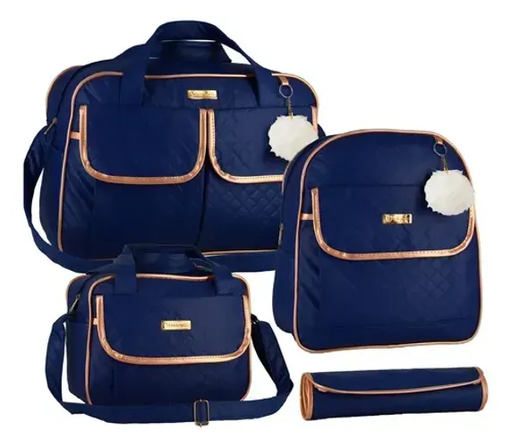Kit Bolsa Maternidade Com Mochila E Chaveiro De Urso Bege Novo