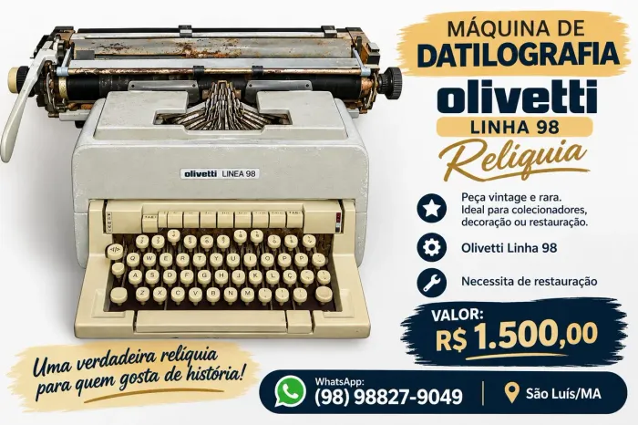 Vendo Maquina de Datilografia Olivette - Linha 98 - RELÍQUIA