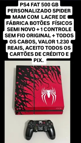 Ps4 500 gb personalizado spider mam aceito cartão 