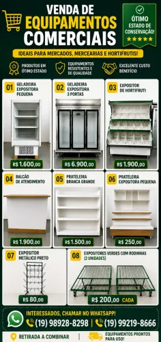 VENDA DE EQUIPAMENTOS COMERCIAIS - OPORTUNIDADE!