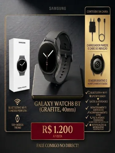 Smartwatch Samsung Galaxy Watch8 BT de 40mm Grafite