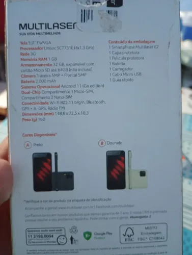 Celular Multilaser E2 Dourado 32 gb