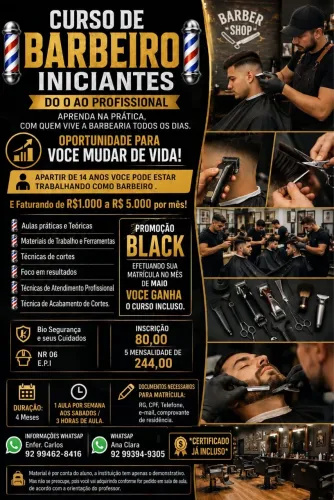 CURSO DE BARBEIRO INICIANTE - VAGAS ABERTAS!