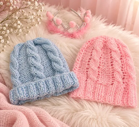 Gorro Infantil Bebê em Tricô Artesanal - Feito à Mão