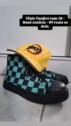 Tênis Sapato Unissex Personalizado Tanjiro Kamado Demon Slayer Kimetsu no Yaiba