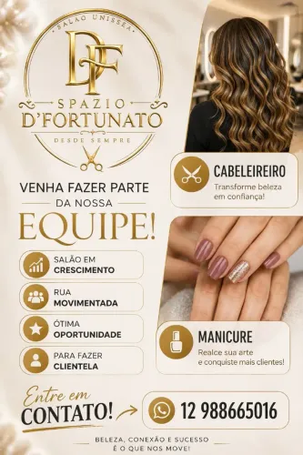 Venha fazer parte da nossa equipe (cabeleireiro; manicure)