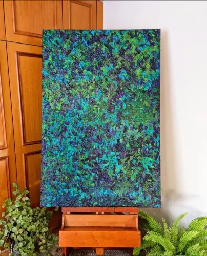 Quadro Abstrato Grande 150x100cm - "Imersão" (Pintura Original Texturizada)