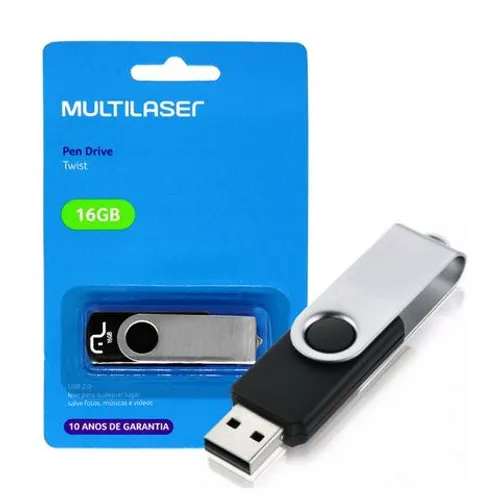 Pen Drive Twist 16Gb Usb 2.0 Pd588 Multilaser Alta Durabilidade Preto