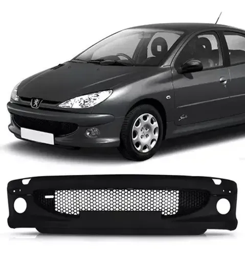 Parachoque Peugeot 206 2004 à 2010 - Perua SW - Furo Farol Auxiliar - Preto Liso - Lumax