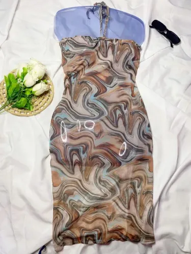 Vestido Longo Marrom tule 