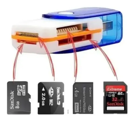 Leitor Gravador 2.0 Cartão Memória, Pro Duo,sd, M2, Micro Sd