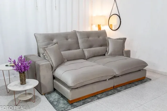 Sofá Retrátil e Reclinável Avelã Molas Ensacadas - Conforto e Qualidade rf654