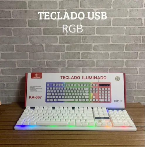 Teclado Gamer RGB Iluminado USB - Novo