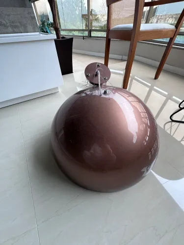 Luminária Pendente - Belíssima Cor Cobre - Com Difusor em Acrílico Leitoso antiofuscante