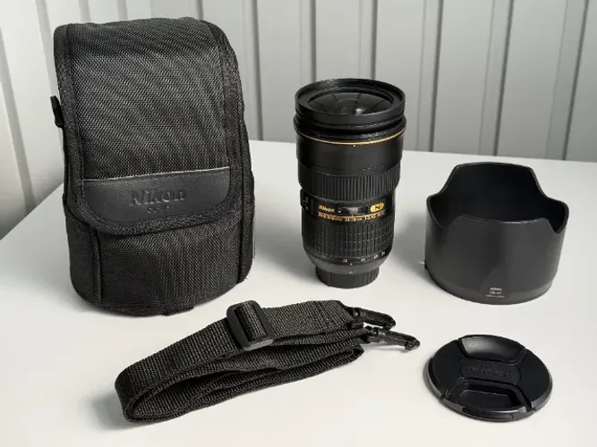 Lente Nikon AF-S 24-70 mm f/2.8G ED + Acessórios originais