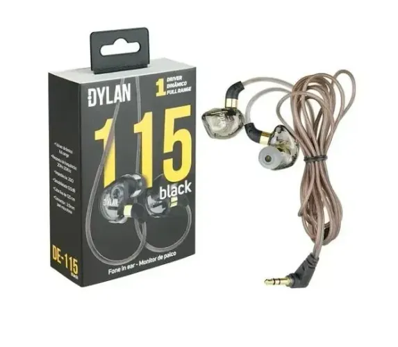 FONE OUVIDO IN-EAR DYLAN DE-115 BLACK MONITOR DE PALCO
