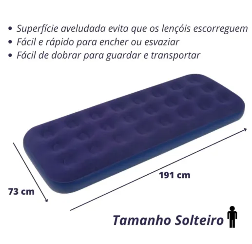 Colchão solteiro inflável, conforto e qualidade