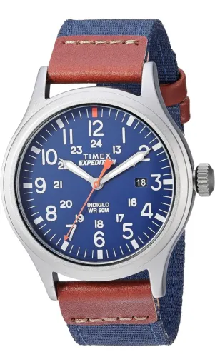 Relógio Timex Expedition Scout Azul e couro indiglo novo