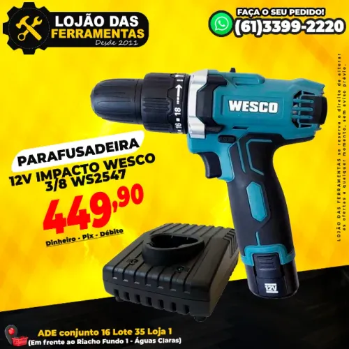 Parafusadeira 12v Impacto Wesco 3/8 Ws2547