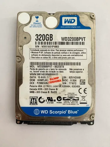 HD Western Digital 320GB 2.5? SATA - Testado e funcionando