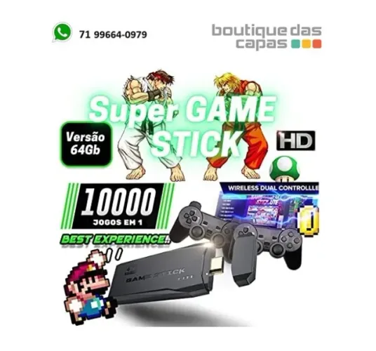 VIDEO GAME PARA TV 4K HD 10.000 JOGOS INOVA C 2 CONTROLES SEM FIO