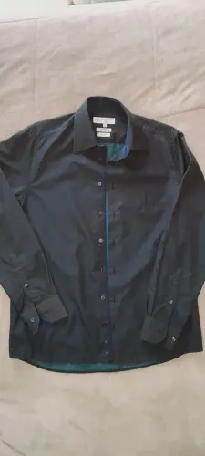 Camisa social Dudalina com fio egício masculina preta