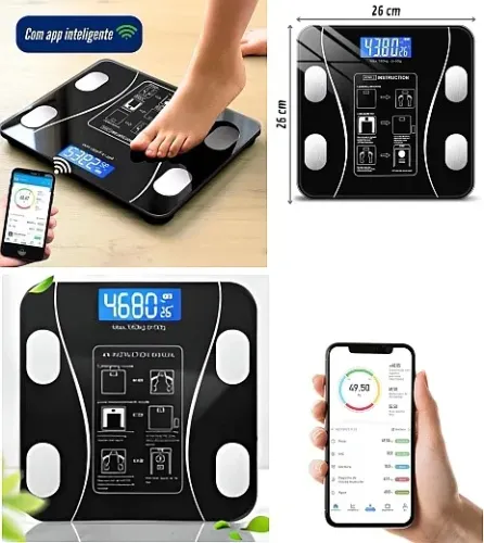 Balança Digital Inteligente Corporal com Bioimpedância, Aplicativo ate 180kg