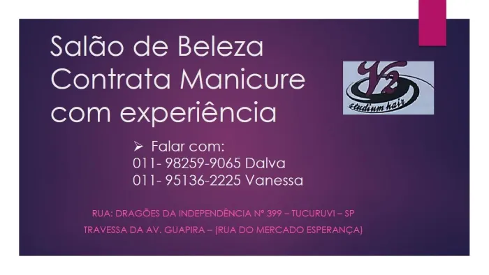 Manicure salão de beleza contrata